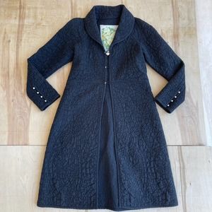 Burning Torch Womens Jacket Black Size 2 Textured Long SleeveTrench Coat Duster